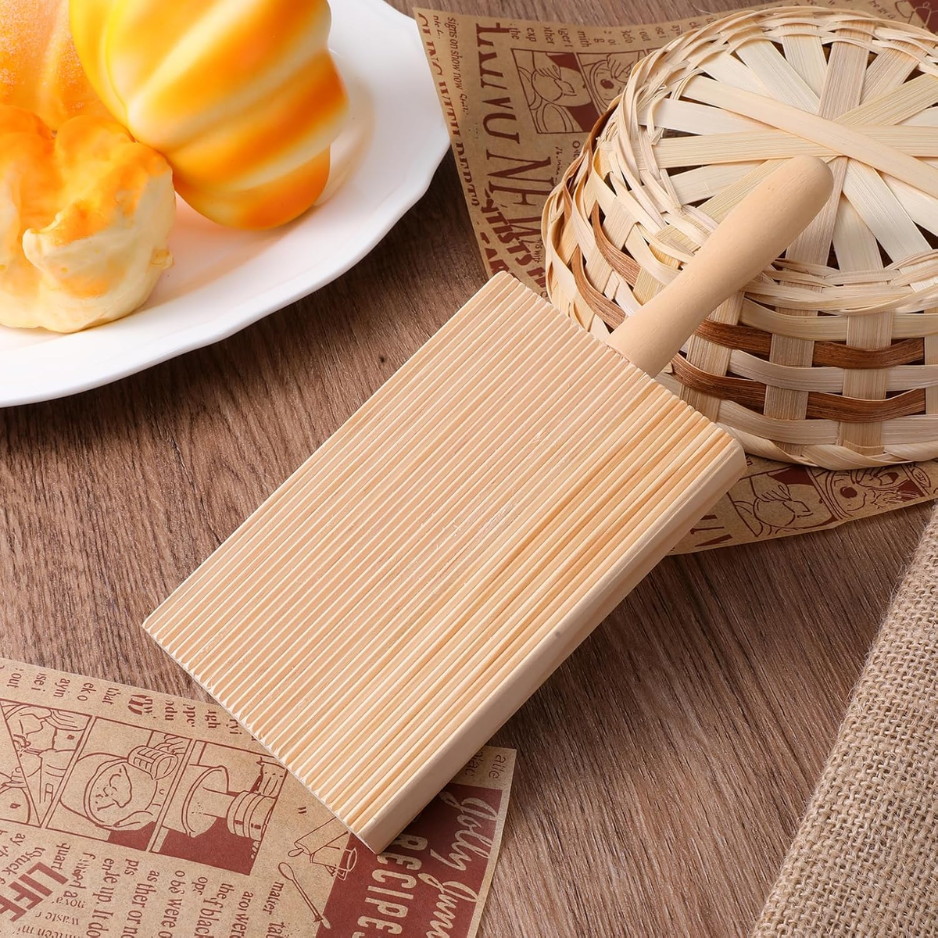 Wooden Gnocchi Board & Pasta Maker Set With Rolling Paddle Authentic Italian