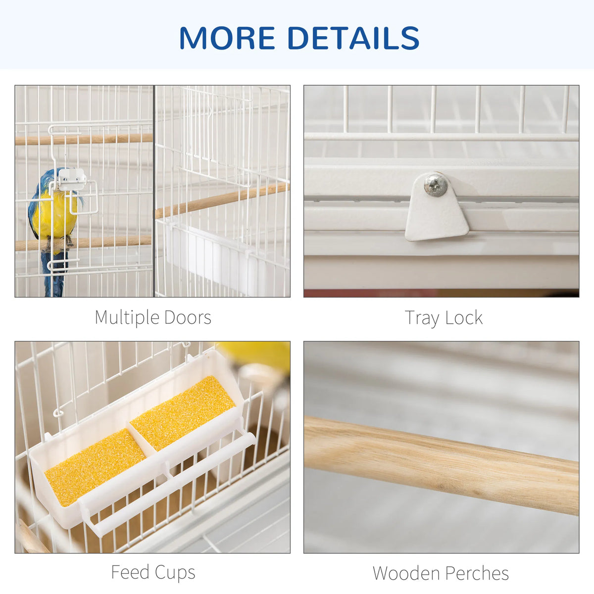 52" Large Rolling Steel Bird Cage Bird House with Rolling Stand Storage Shelf - Image 3