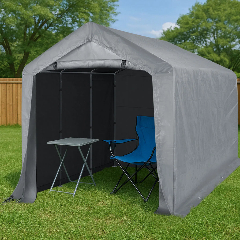8x12ft heavy duty portable outdoor storage shelter shed with roll up zipper door - angle 7 detail
