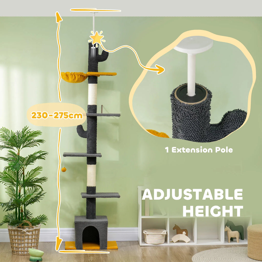 Floor to Ceiling Cat TreeTower with 90.5" 108" Adjustable Height Scratching - Image 3