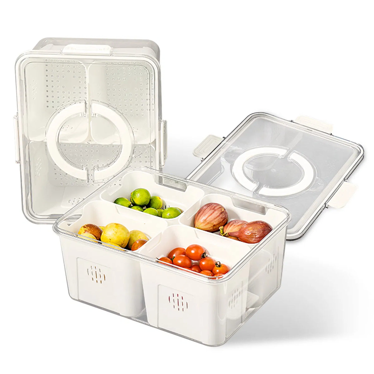 2Pack Airtight Fruit Storage Containers 4 Compartment Food Storage Containers