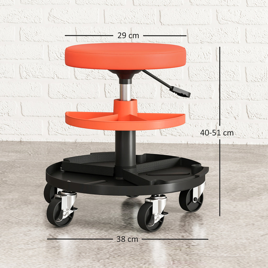 Rolling Mechanic Stool 135kg Capacity Workshop Stool 360° Swivel Roller - Image 4