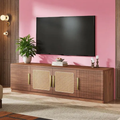 Long Wood TV Console with Six-Tier Storage Shelves