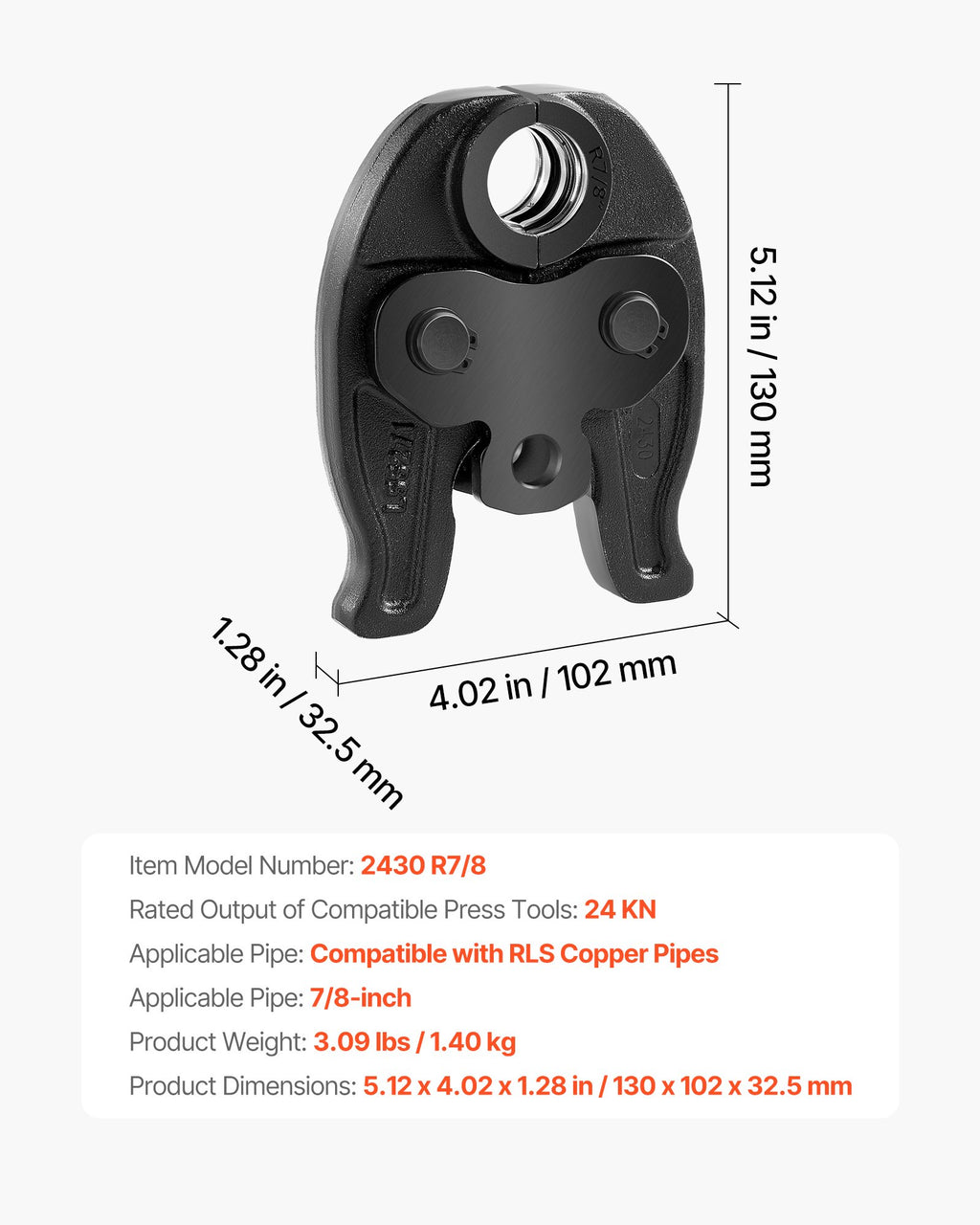 7/8" Press Jaw For Compact Series Press Tools 52 HRC Hardened Steel Pressing - Image 5