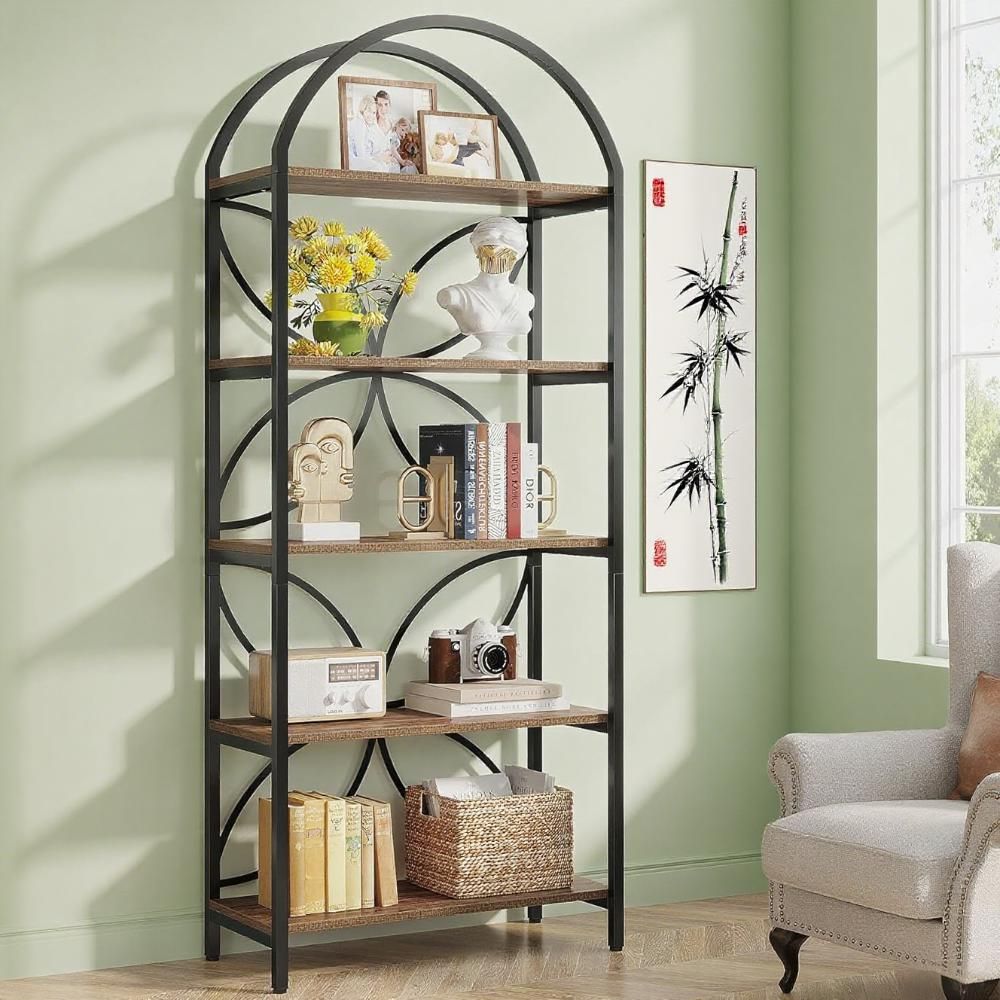 5-Tier Rustic Industrial Narrow Bookshelf