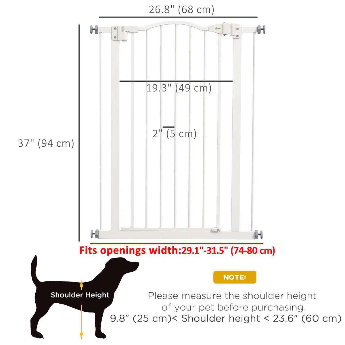 Extra Tall Dog Gate with Door Pressure Fit Auto Close Double Locking for - Image 3