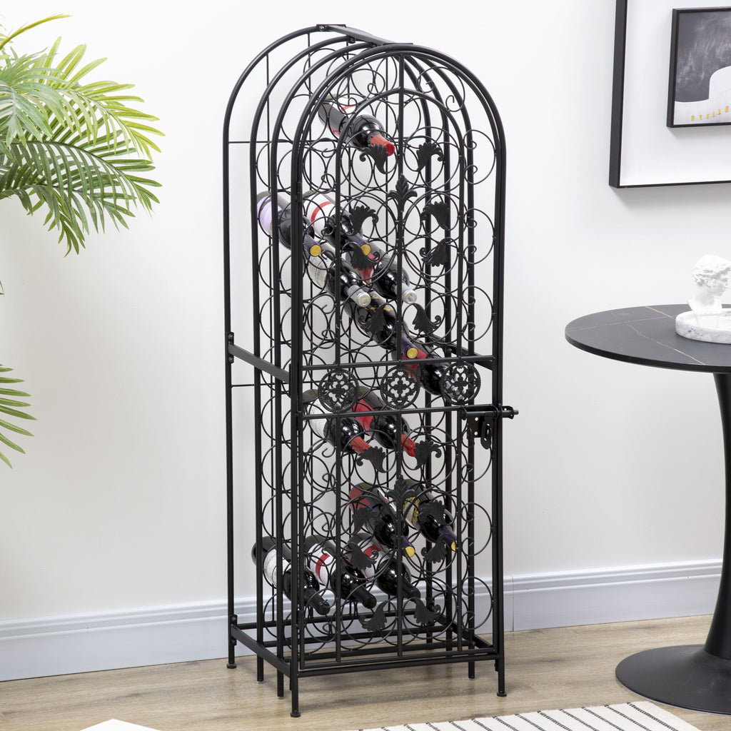45 Bottle Wine Organizer Decorative Portable Wrought Iron Rack Jail - Dimensions and Specifications