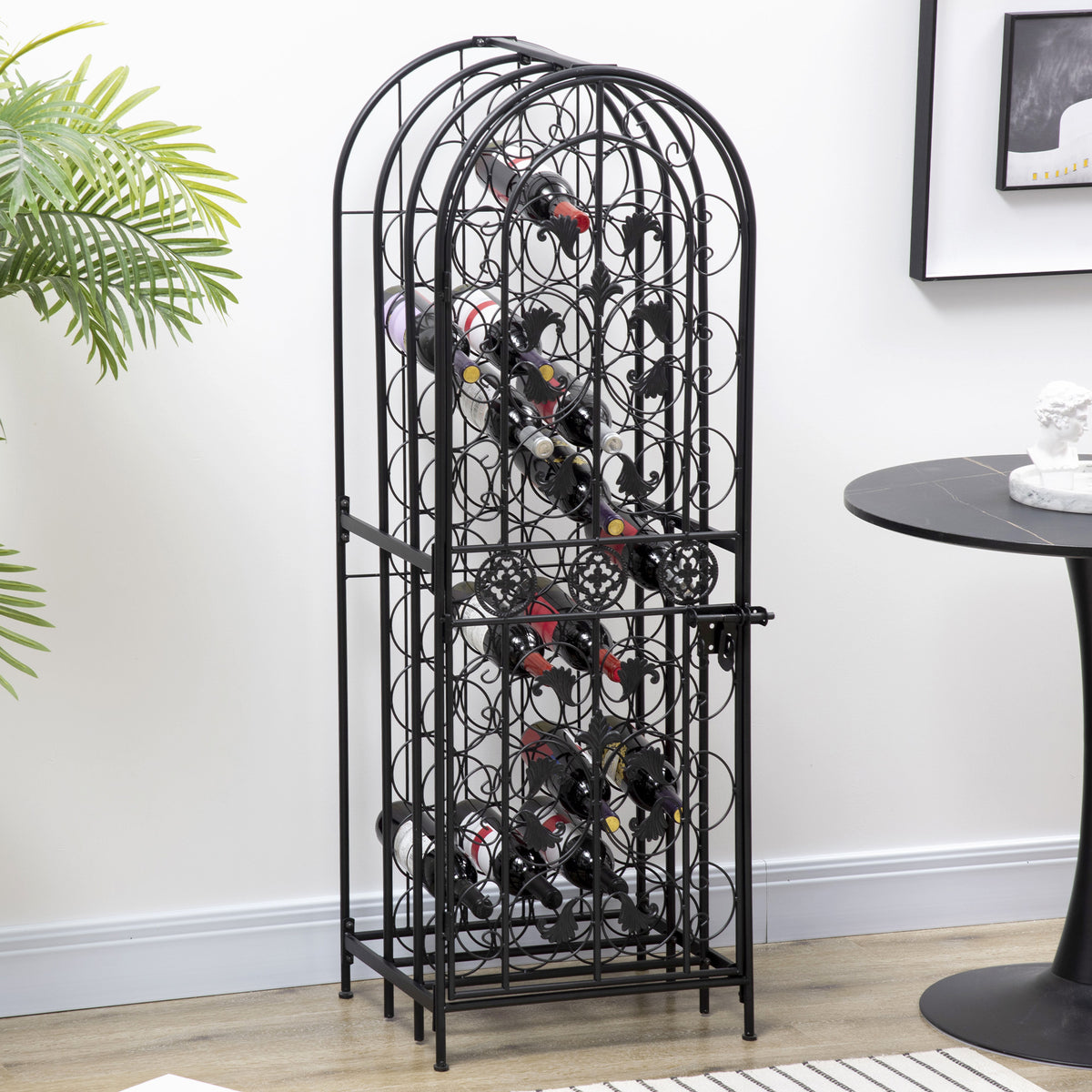 45 Bottle Wine Organizer Decorative Portable Wrought Iron Rack Jail - Dimensions and Specifications