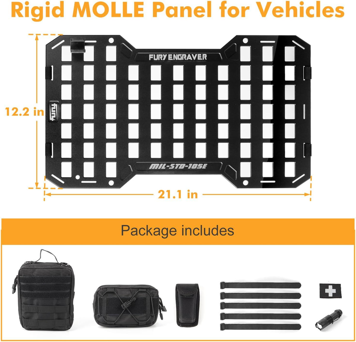 Tactical Rigid MOLLE Organizer Seat Back Aluminum Mount Rack Panel Kit With