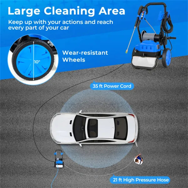 2300 PSI 1.8 GPM electric high pressure cleaning machine with wheels - Image 3
