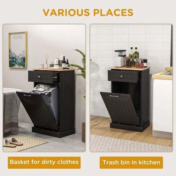 Kitchen Tilt Out Trash Bin Cabinet Free Standing Recycling Cabinet Trash Can - Image 2