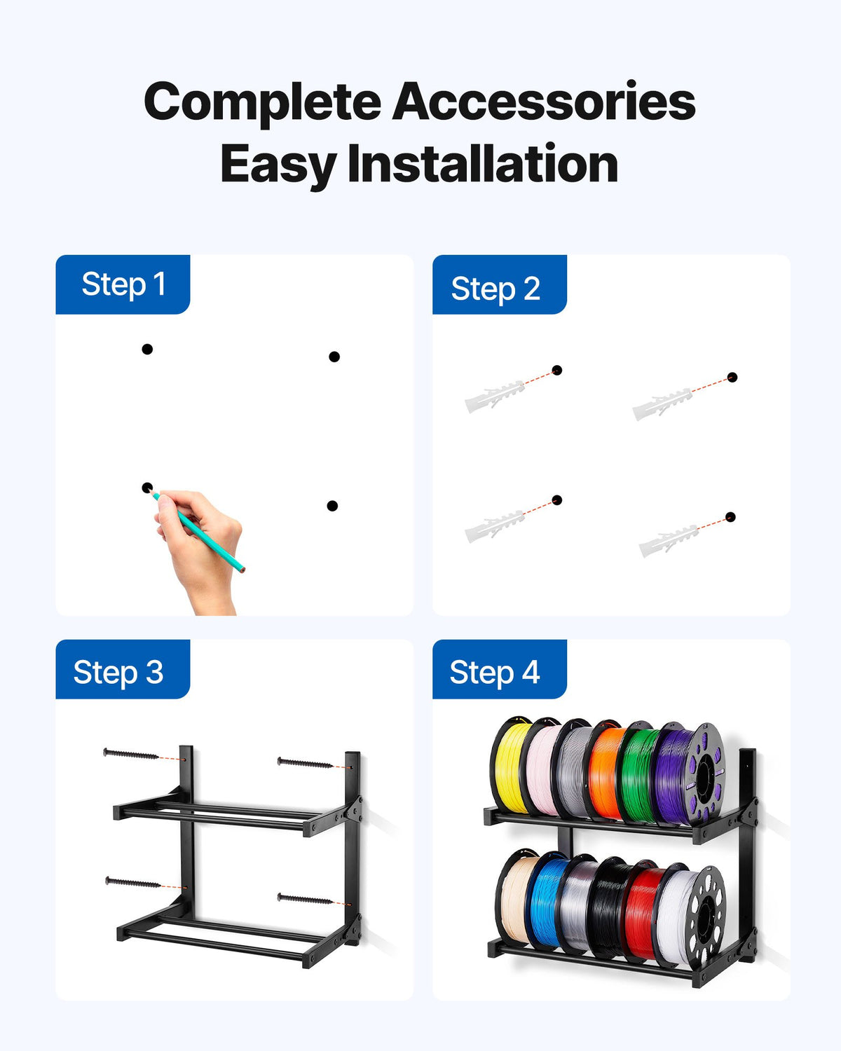 Wall Mount Printer Filament Storage Rack 2 Tier Wall Bracket Storage Shelf