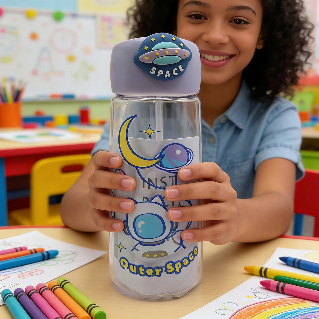 Astronaut Cat Plastic Bottle 400ml Purple - Image 4