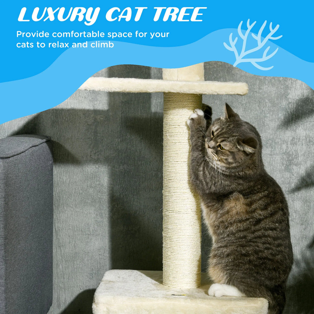 Floor to Ceiling Cat Tree with Scratching Post for Indoor Cats Adjustable