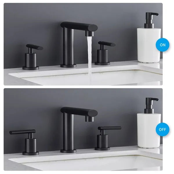 Matte Black Widespread Bathroom Faucet Waterfall Bathroom Faucets for Sink 3 - Image 4