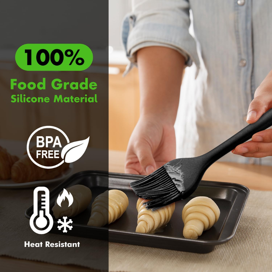 2 Pack Silicone Basting & Pastry Brushes Heat Resistant BPA Free Oil & Sauce