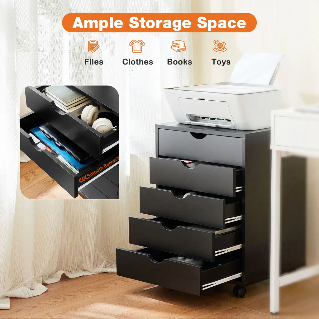 Storage Cabinet Dressers with Wheels Mobile Organizer Drawers for Office - Image 3