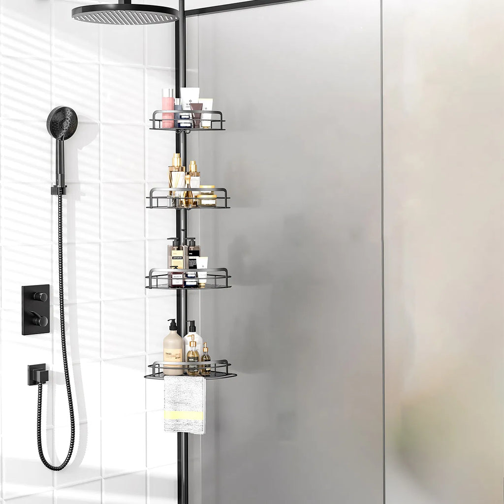 Corner Shower Caddy Tension Pole Quick Setup Rust Free Bathroom Shower - Image 3