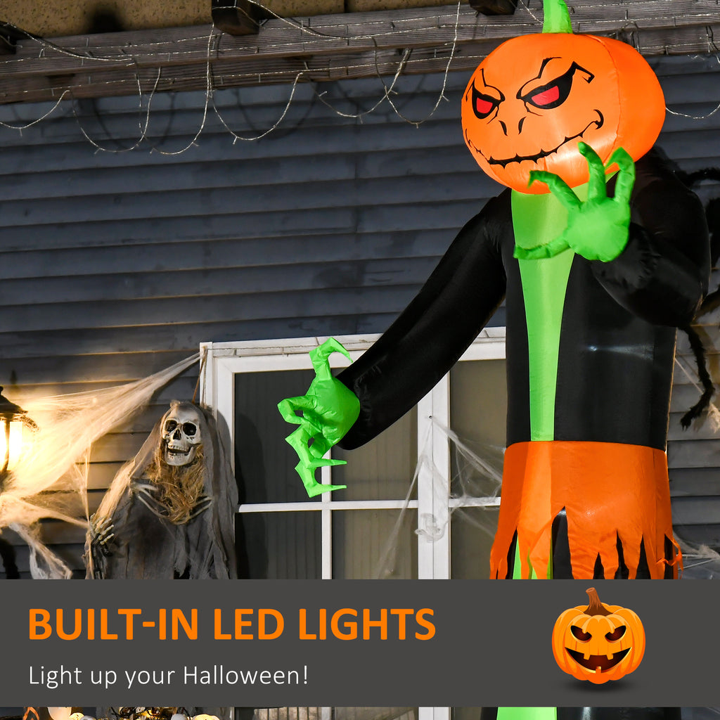 9FT Halloween Inflatable Pumpkin Ghost With Built In LED Lights Blow Up