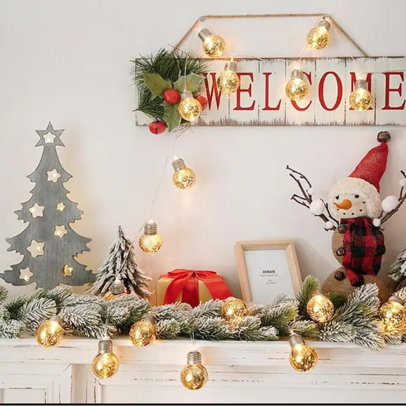 Letter Snowflake 10 LED Globe String Lights 6.5FT Battery Operated Fairy - Image 2