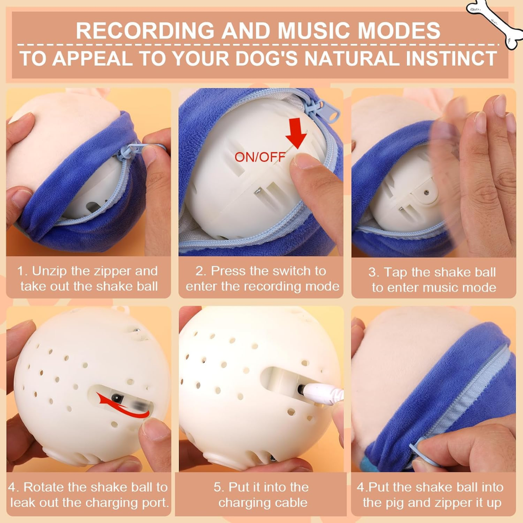 Interactive Dog Toys Pig Jumping Squeaky Dog Toys With Recording And Music