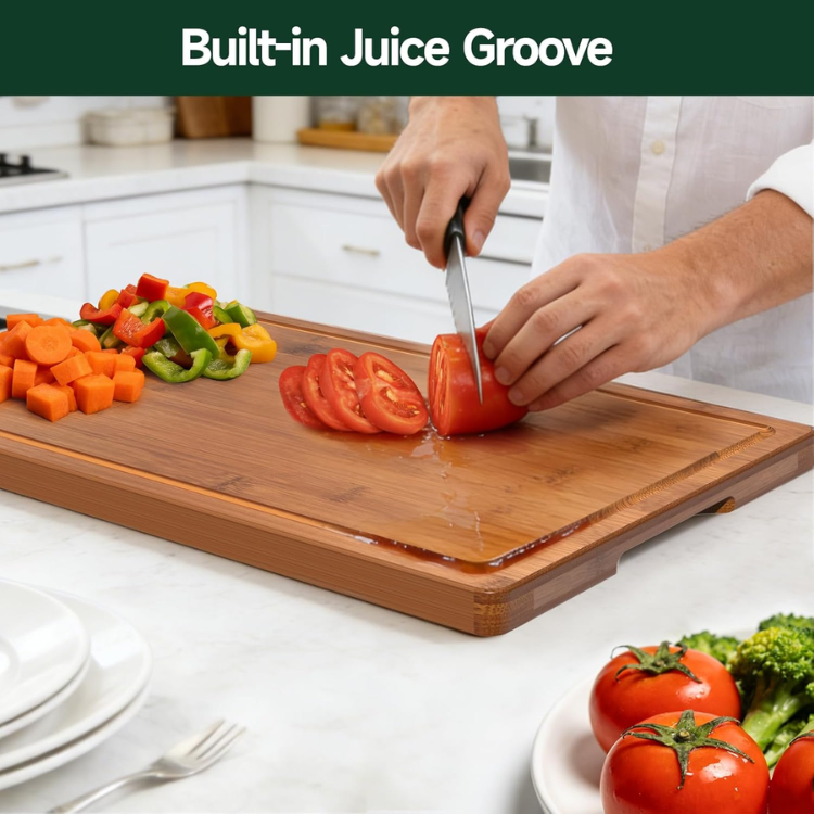 3 Piece Carbonized Bamboo Cutting Board Set Deep Carbonized Chopping Boards - Image 4