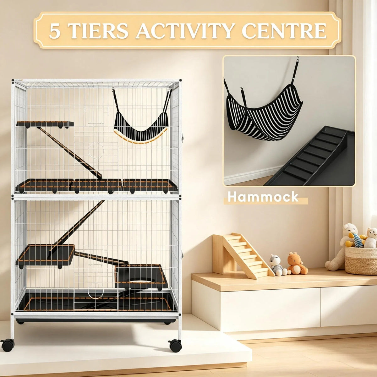 50 Inch Tall Rolling Ferret Chinchilla Cage Small Animal Pet Habitat with - Image 4
