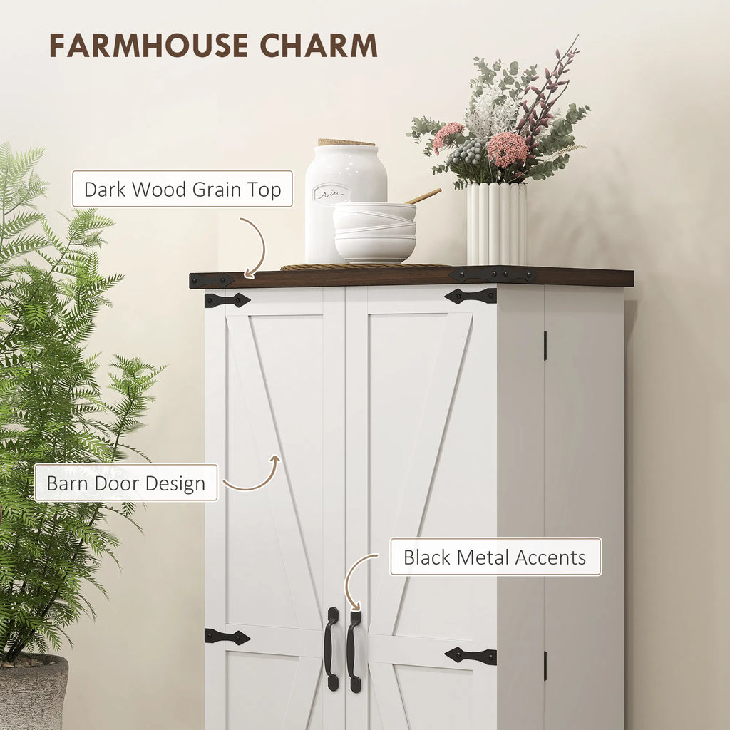 47" Kitchen Pantry Storage Cabinet Farmhouse Kitchen Pantry Cabinet with - Image 3