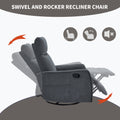 Heat Massage Manual Recliner Chair with Rocker and Swivel in Fabric for Living