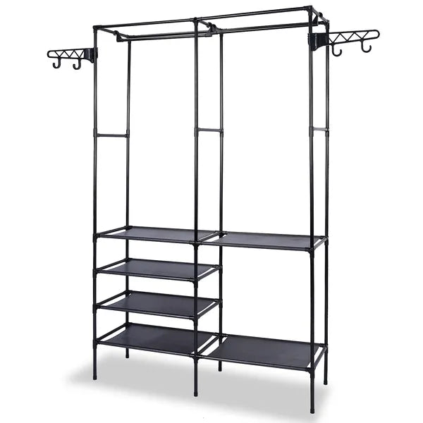 Garment Rack Heavy Duty Metal Shoe Clothing Organizer Shelves Freestanding