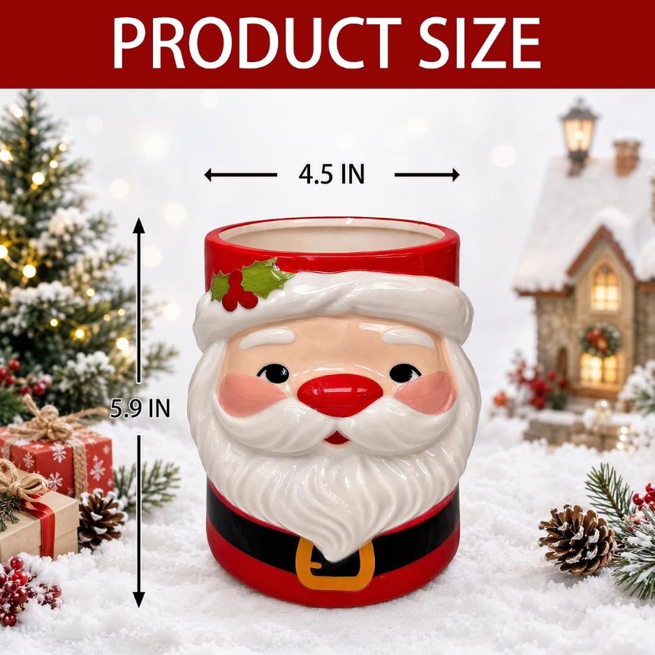 Christmas Ceramic Utensil Holder Santa Claus Kitchen Decor 3 Santa Countertop - Image 4