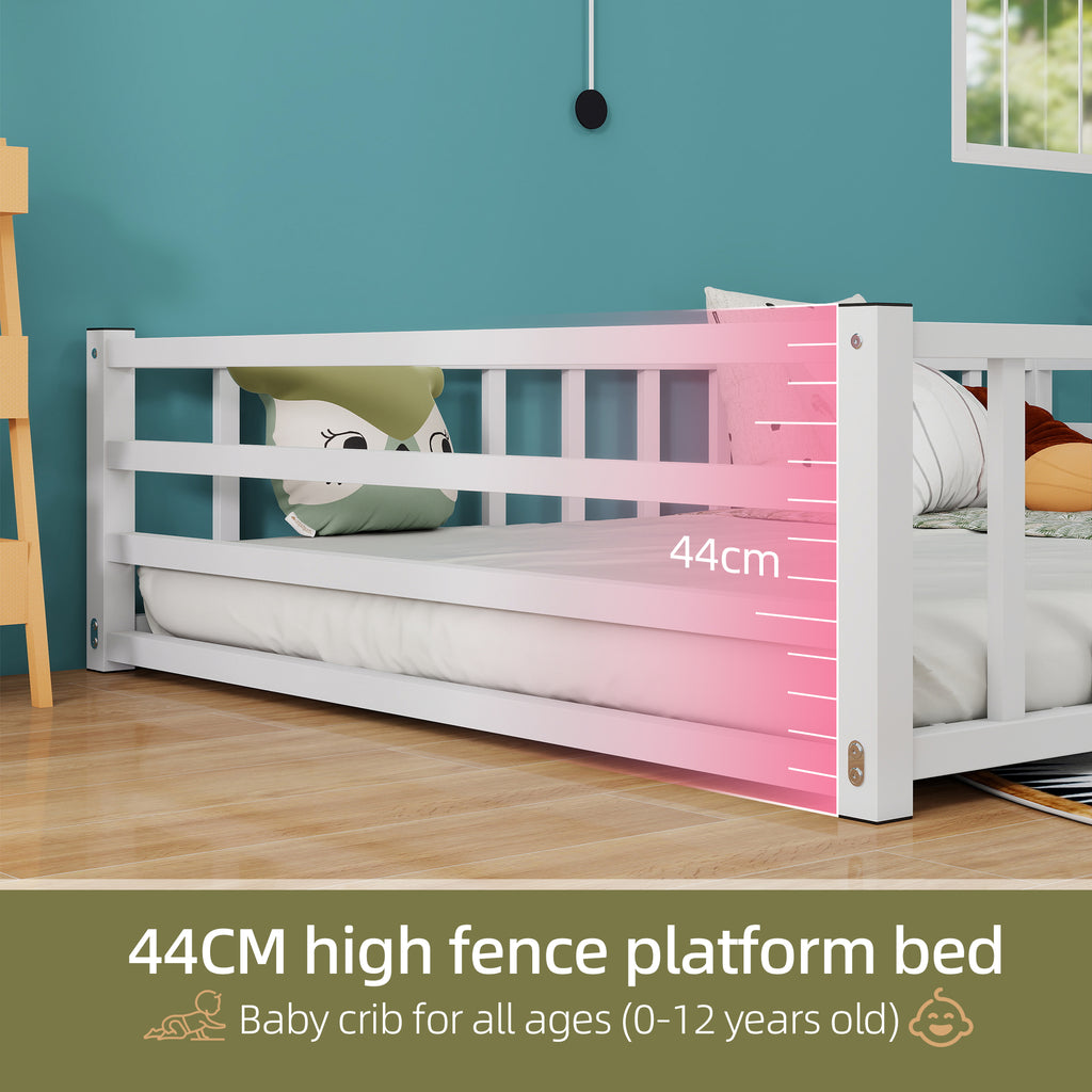 Full Size Floor Bed Low Profile Metal Platform with Heavy Duty Guardrails No - Image 5