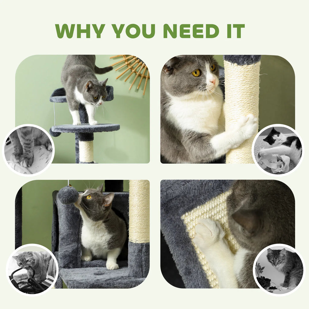 54" Cat Tree Multi Level Cat Tower with Scratching Posts Cat Condos Bed - Image 5