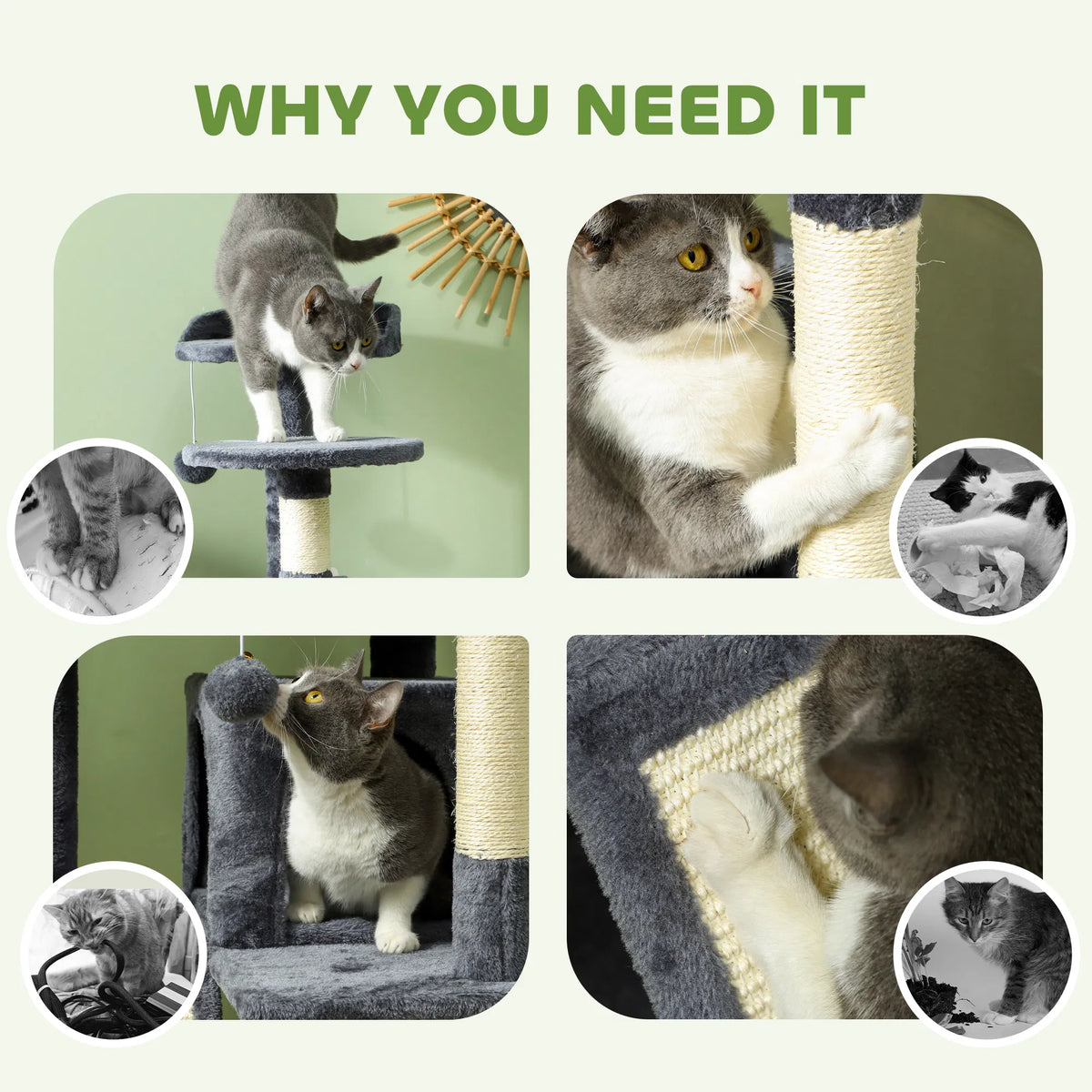 54" Cat Tree Multi Level Cat Tower with Scratching Posts Cat Condos Bed - Image 5