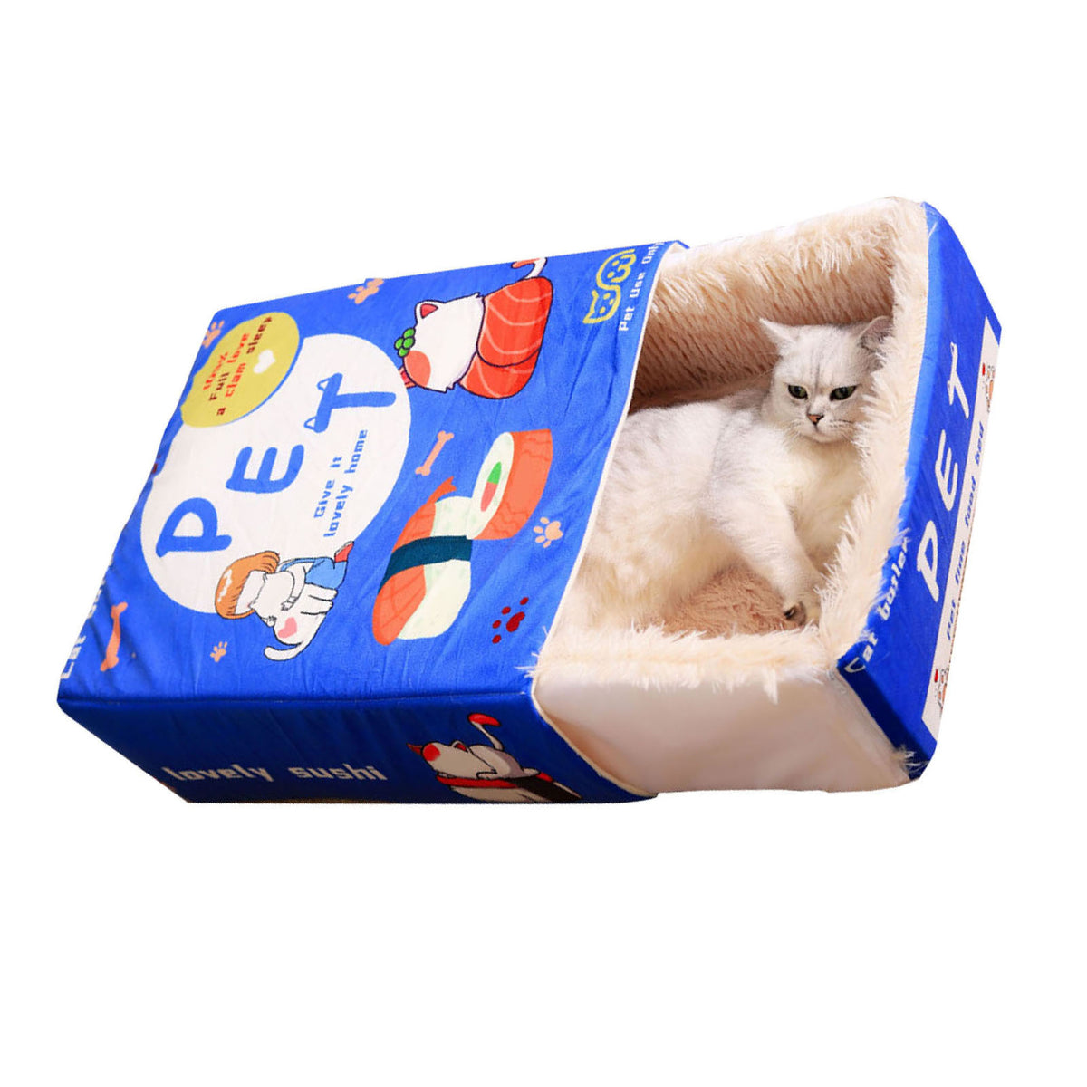 Snack Box Cat Bed Cartoon Rectangular Fully Enclosed Four Season Universal - Image 2