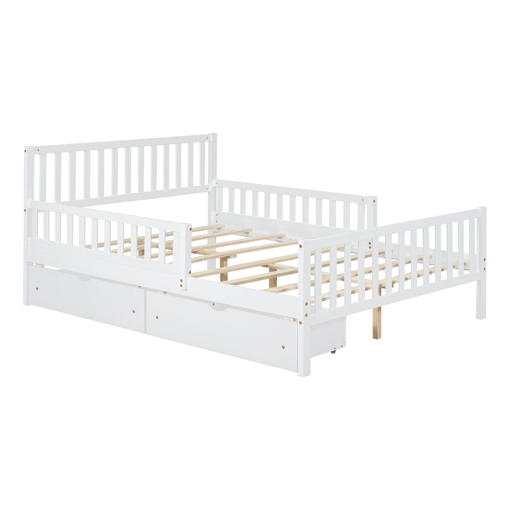 Full-Size Wood Platform Bed with Two Storage Drawers