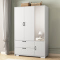 72in Four-Door Wardrobe Closet with Mirror, Drawers and Interior Light