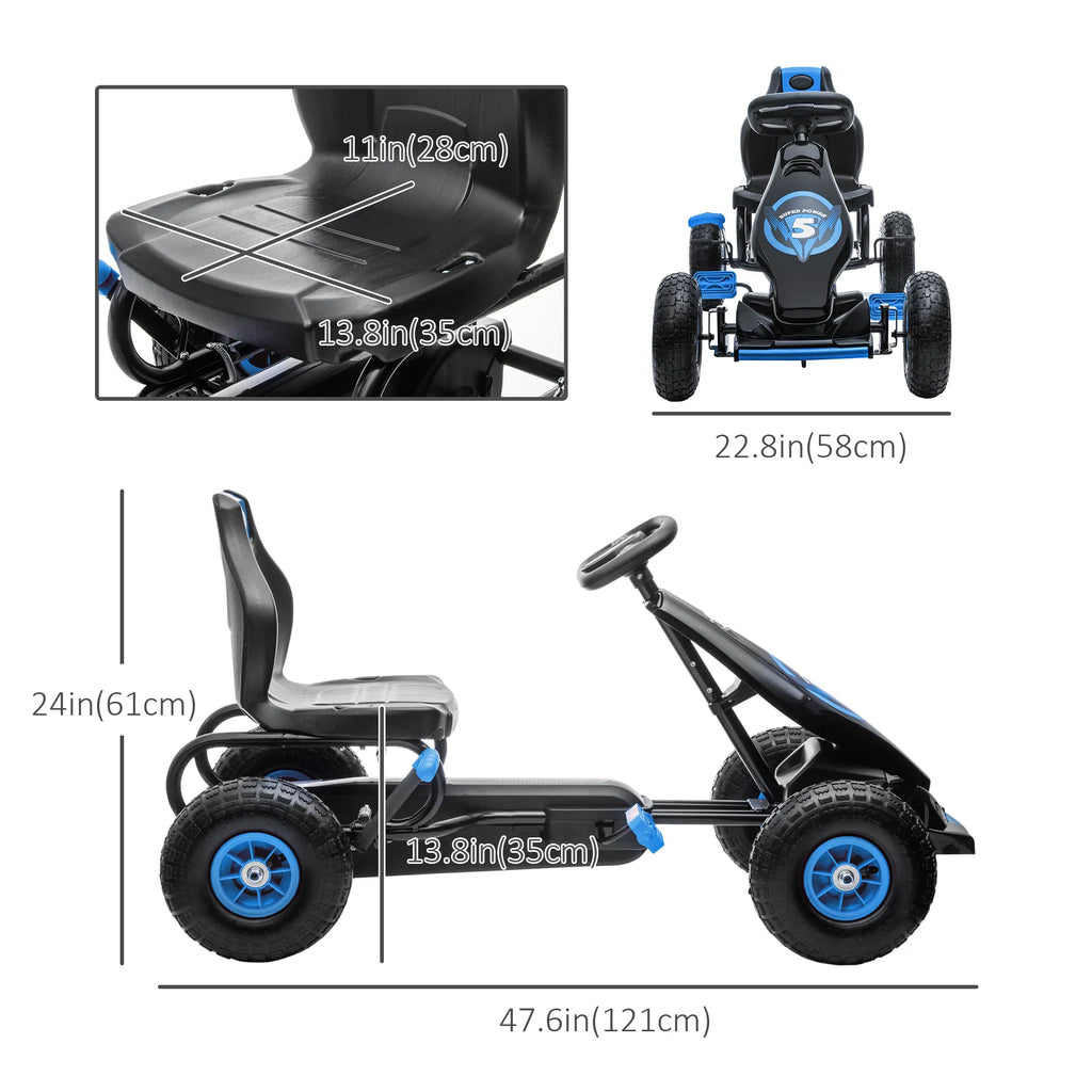 Kids Pedal Go Kart Ride On Toys for Boys Girls with Ergonomic Adjustable Seat - Image 3
