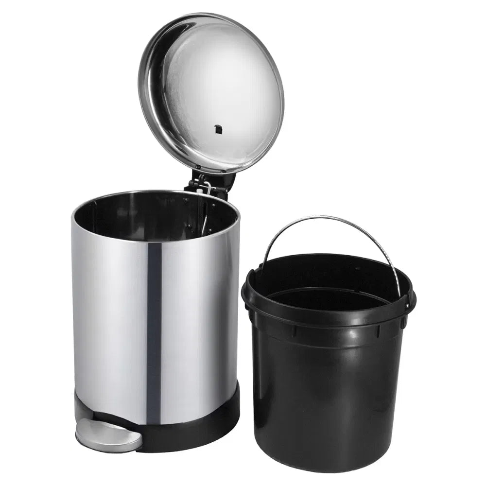 Bathroom Trash Can 1.2 Gallon Stainless Steel Small Step Garbage Bin with Lid - Image 2