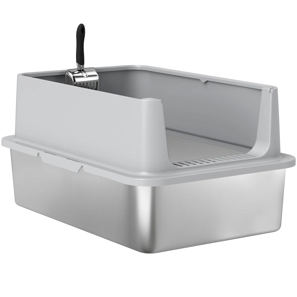XL Stainless Steel Cat Litter Box for Big and Multiple Cats with High Wall - Image 3