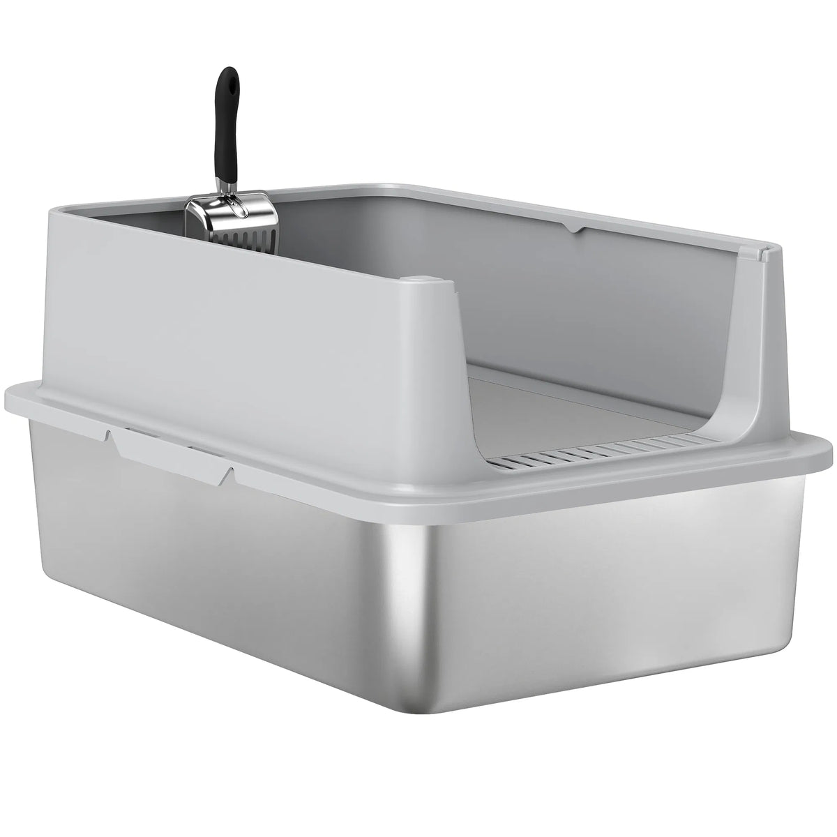 XL Stainless Steel Cat Litter Box for Big and Multiple Cats with High Wall - Image 3