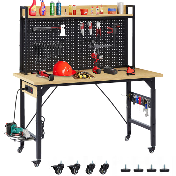 48in rolling garage workbench with pegboard product view 4