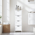 Narrow White 4-Drawer Bathroom Floor Cabinet