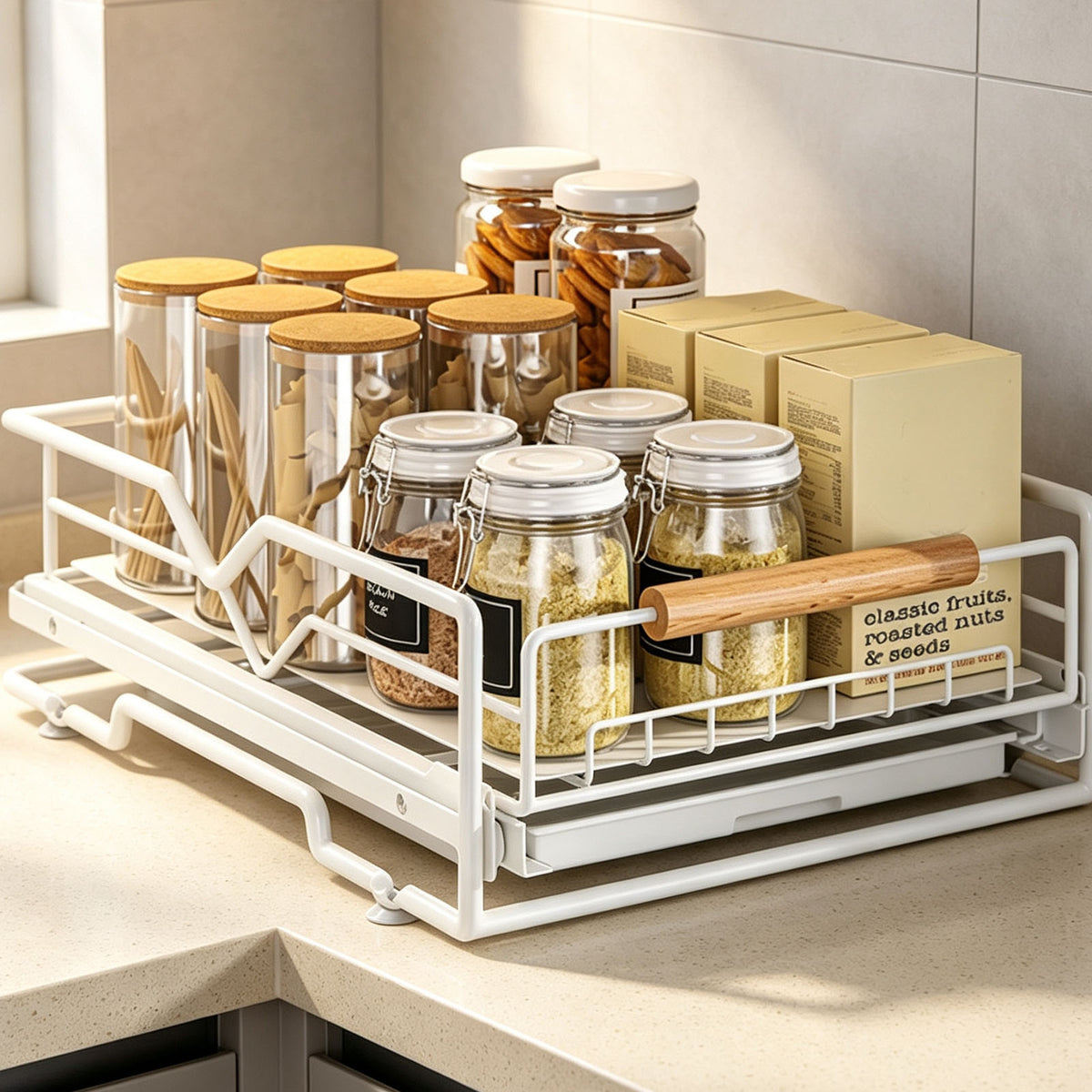 Pull Out Cabinet Organizer Iron Slide Storage Drawer Under Sink Rack - Image 2