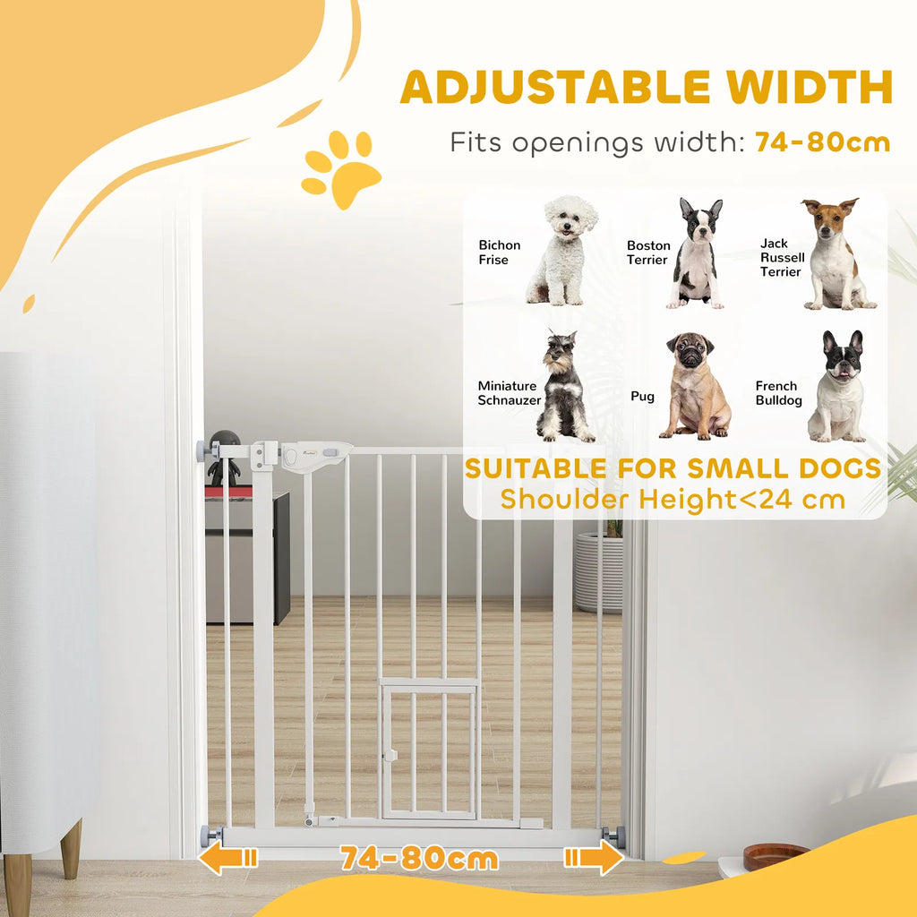 Pet Gate Extra Wide Press Mounted with Cat Door Auto Closing Pet Gate for - Image 2