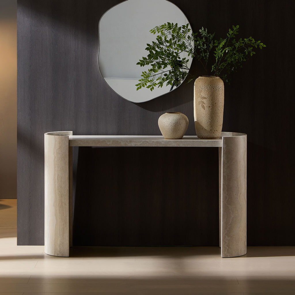 53-Inch Faux Marble Entryway Console Table