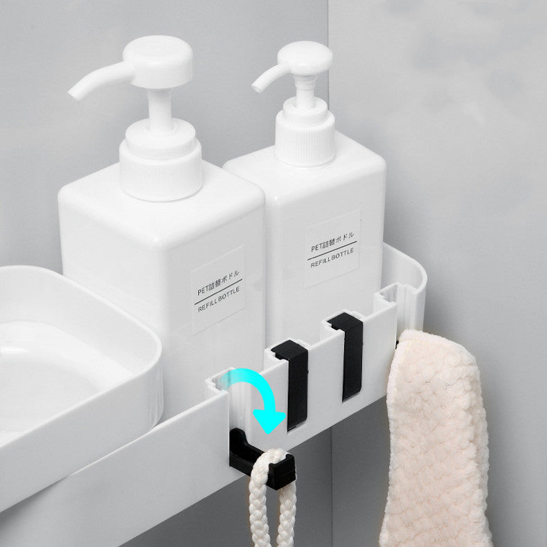 bathroom corner shelf shower caddy in use lifestyle