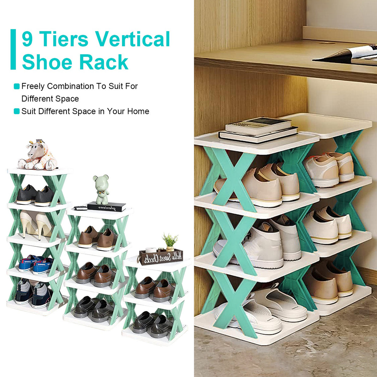 1pc 9tier narrow entryway shoe packaging and components