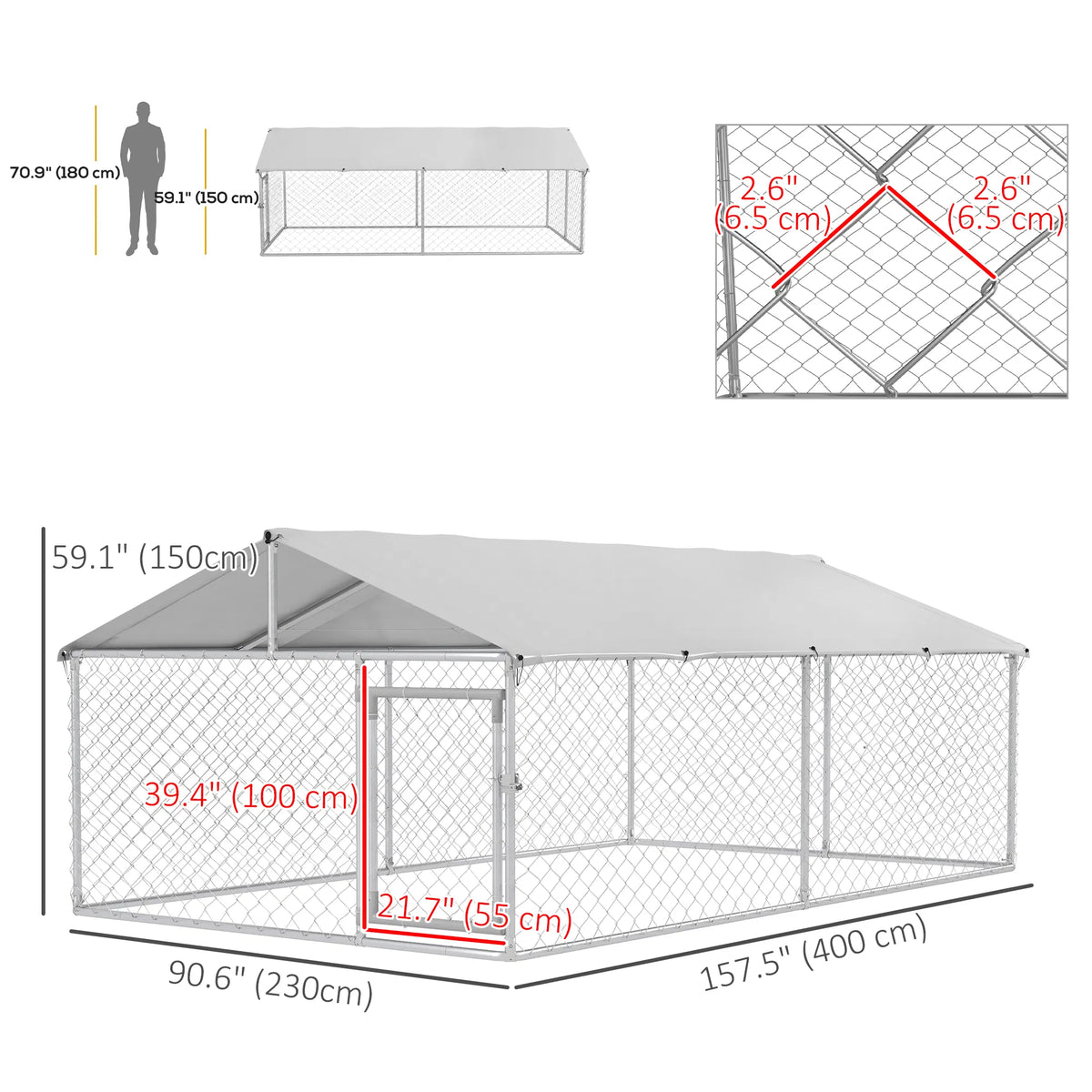 13.1' x 7.5' x 4.9' Outdoor Dog Kennel Dog Run with Waterproof UV Resistant - Image 4