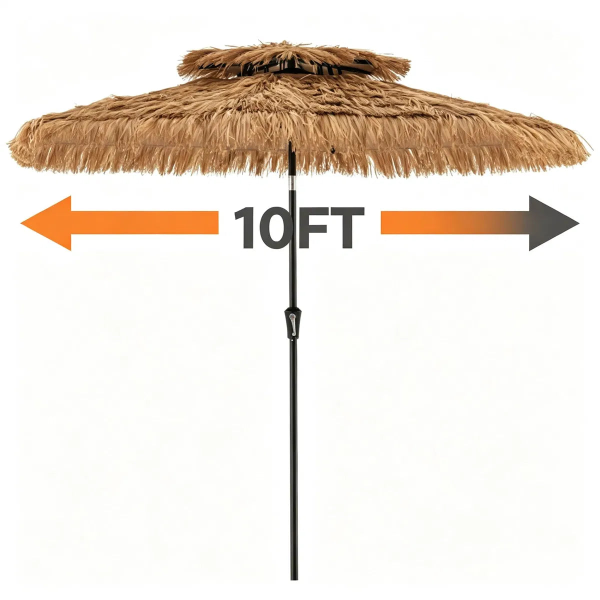 10ft Double Tier Hawaiian Tiki Patio Umbrella with Push Button 30 Tilt & Crank - Image 3